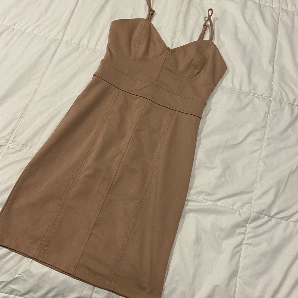 Women’s Beige Mini Bodycon Dress - Picture 1 of 2